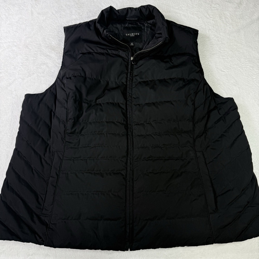Talbots Puffer Vest DOWN Jacket Womens 3X Plus Black Quilted Cozy Comfy